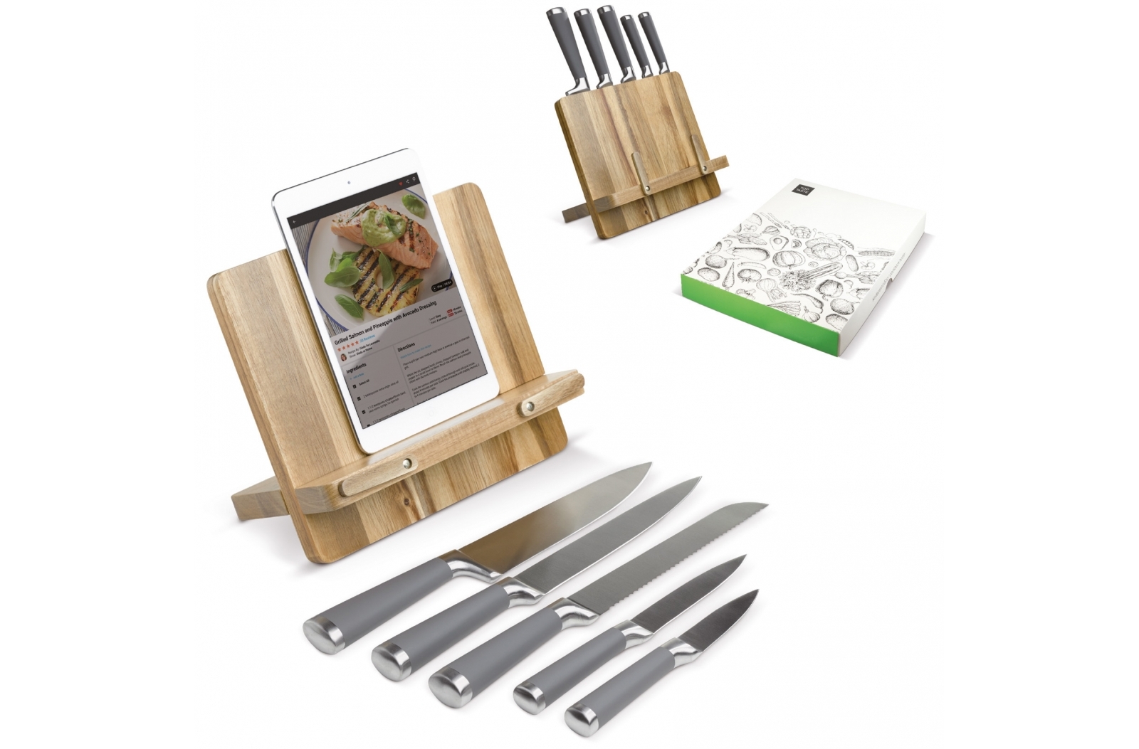 Support livre de cuisine avec 5 couteaux - Zaprinta Belgique