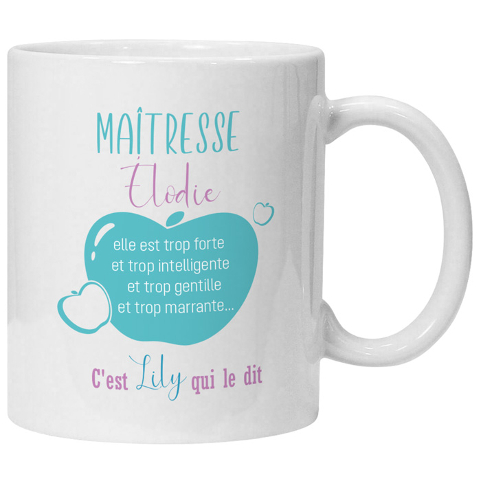 Mug maîtresse personnalisé Elle est trop forte - Mariama