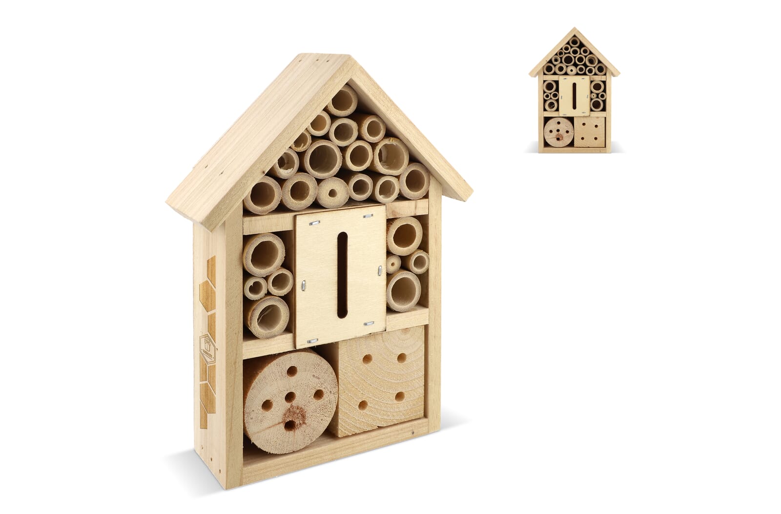 Insectenhotel van FSC-hout bedrukken met logo
