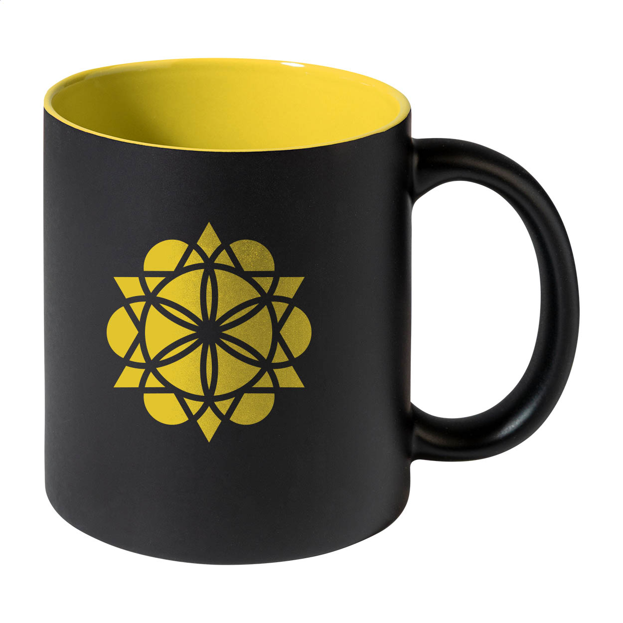 Bavary schwarze Keramiktasse zum Gravieren mit farbiger Innenseite bedrucken mit Logo