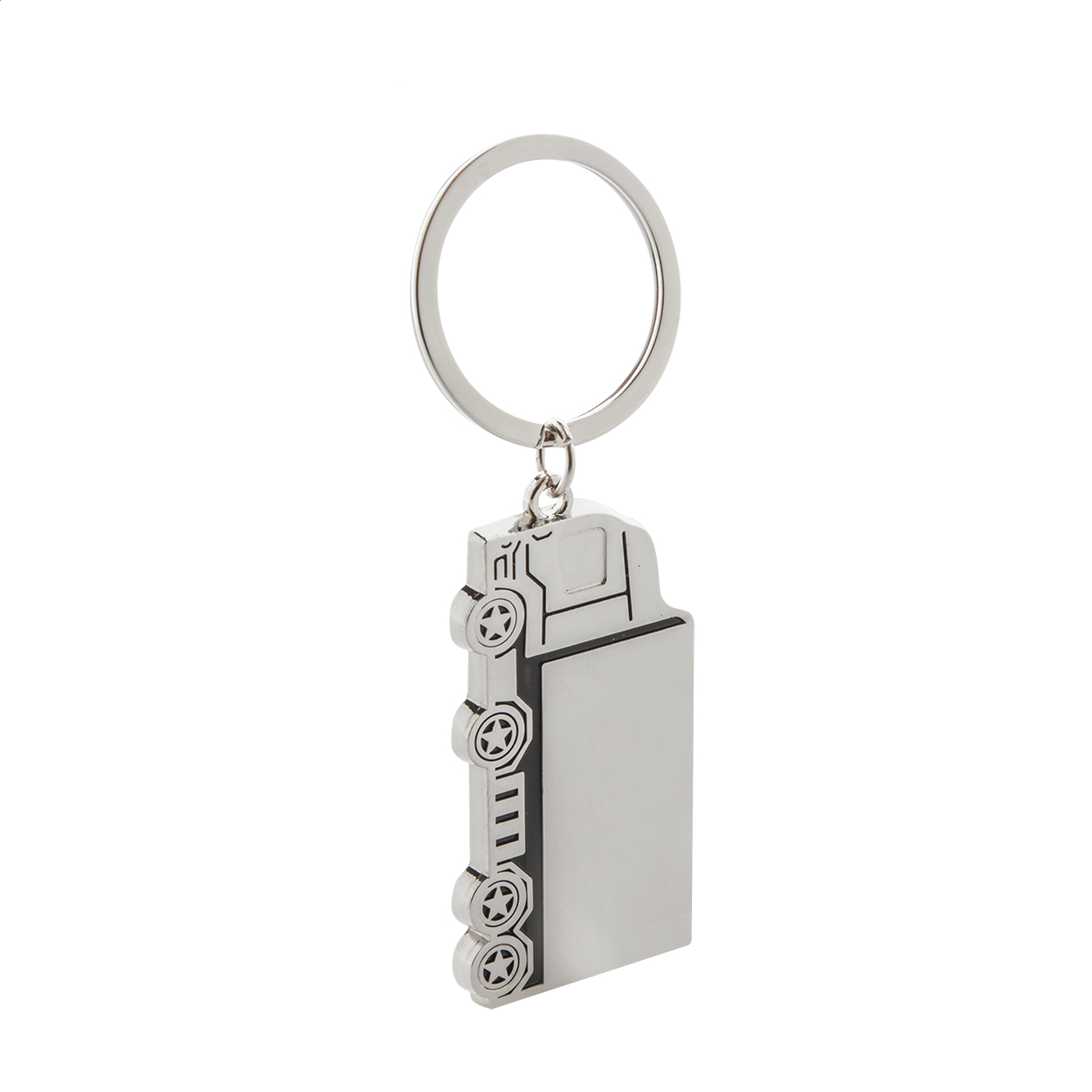 Basset metalen sleutelhanger in vrachtwagenvorm met logo, in geschenkdoos bedrukken met logo