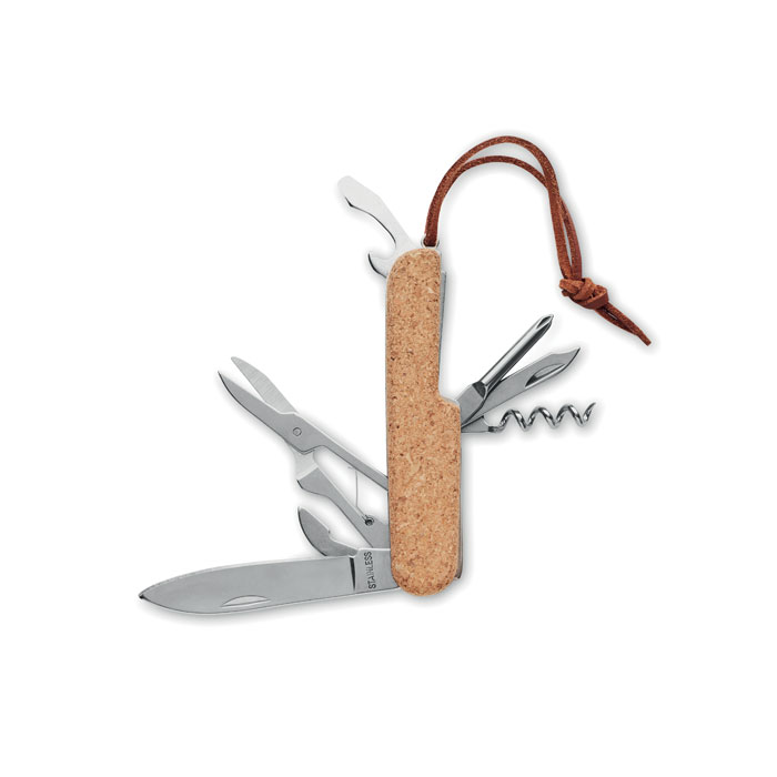 Couteau de poche multifonction en acier inoxydable avec couverture en liège - Vernouillet - Zaprinta Belgique
