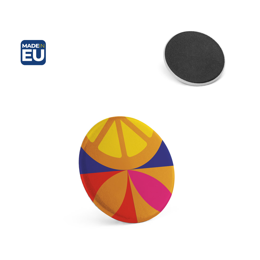 Button P'IN 4 magnetisch, bedrukt met logo, ø38 mm