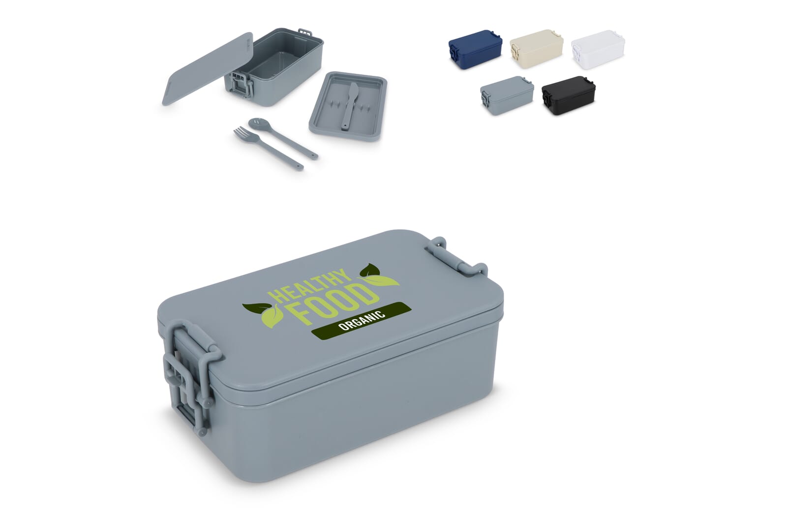 Doppeldeckel-Lunchbox mit Besteck - Heide