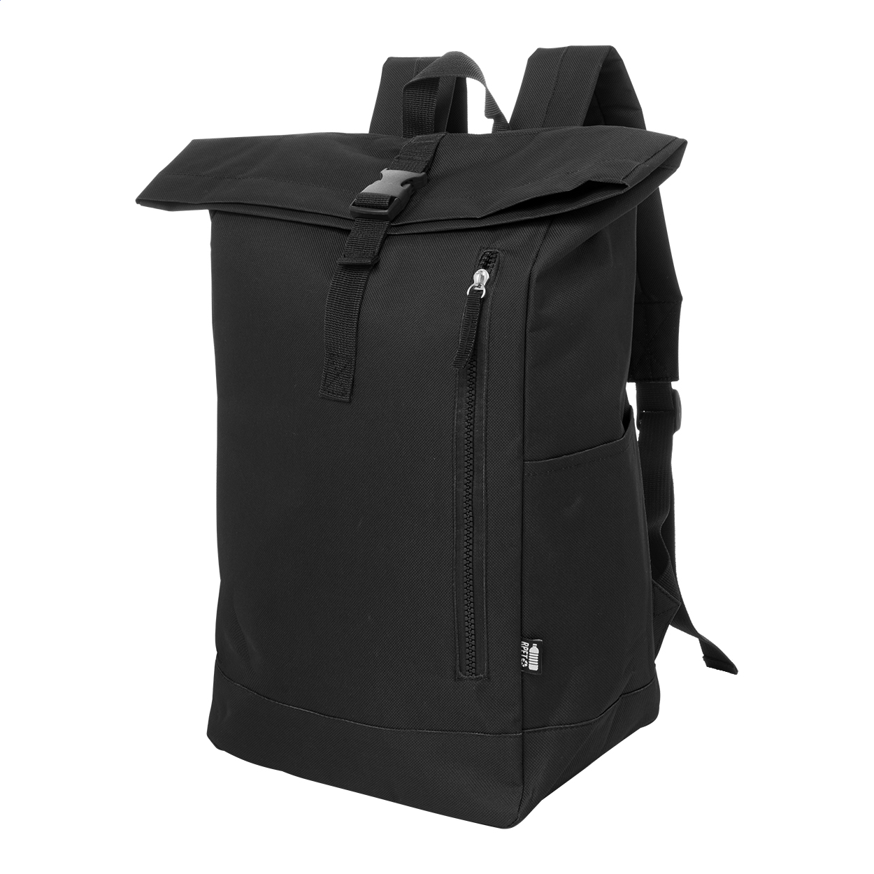 Sac à dos rolltop Reback personnalisé en RPET 600D, compartiment PC 14"