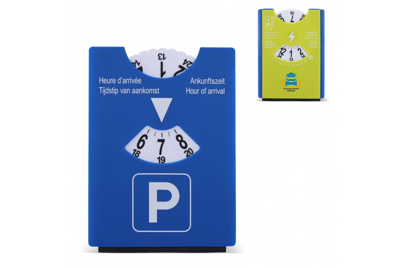 Disque De Stationnement Pour Voiture électrique Et Essence - Double Face Bleu/vert - Avec étui En Similicuir - 10