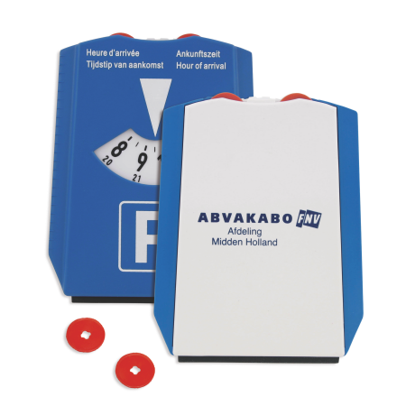 Parkeerschijf met ijskrabber en winkelwagenmunten - Zoutleeuw