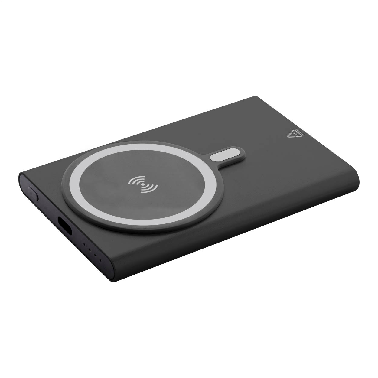 Power bank magnétique RaluStick en aluminium recyclé 5000 mAh, avec logo