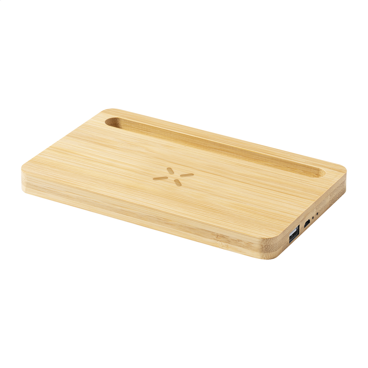 Flabo Schreibtisch-Organizer aus Bambus mit 15-W-Wireless-Charger bedrucken mit Logo