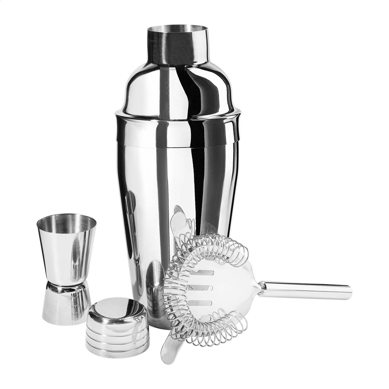 Coleman RVS cocktailset met shaker 550 ml, maatbeker en zeef, logo bedrukken met logo