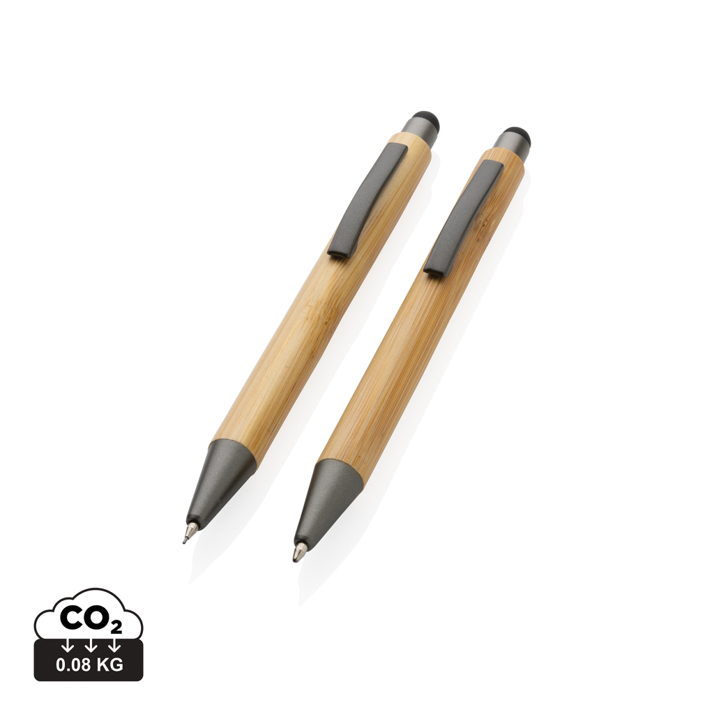 Set de stylos en bambou FSC® dans un coffret - Zaprinta Belgique