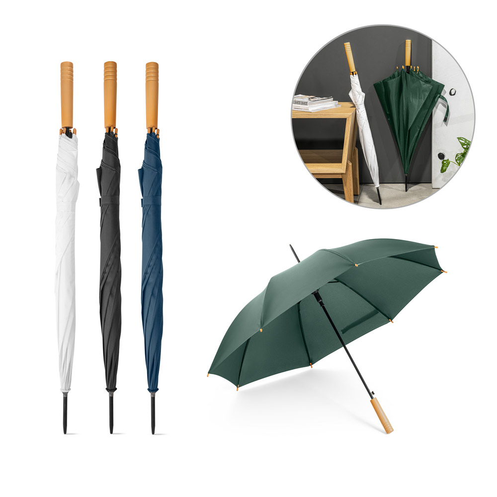 Parapluie automatique avec cadre en métal et poignée en bois - Mouthe - Zaprinta Belgique