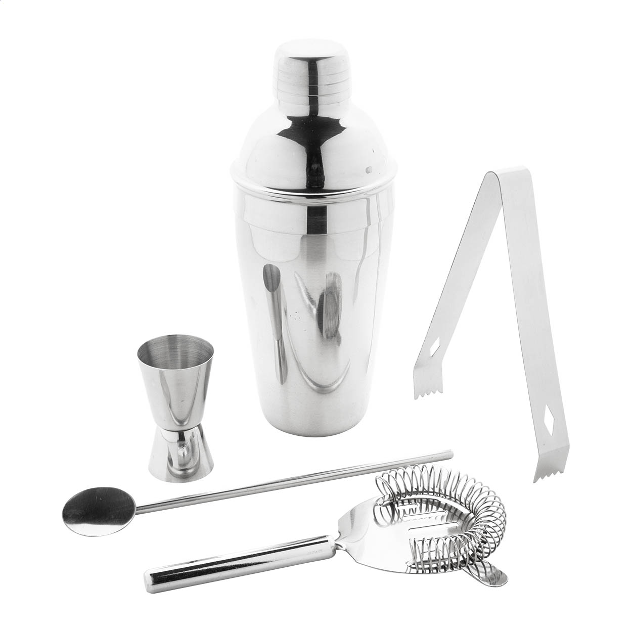 Sidecar 5-teiliges Cocktailset aus Edelstahl mit Shaker 550 ml und Logo