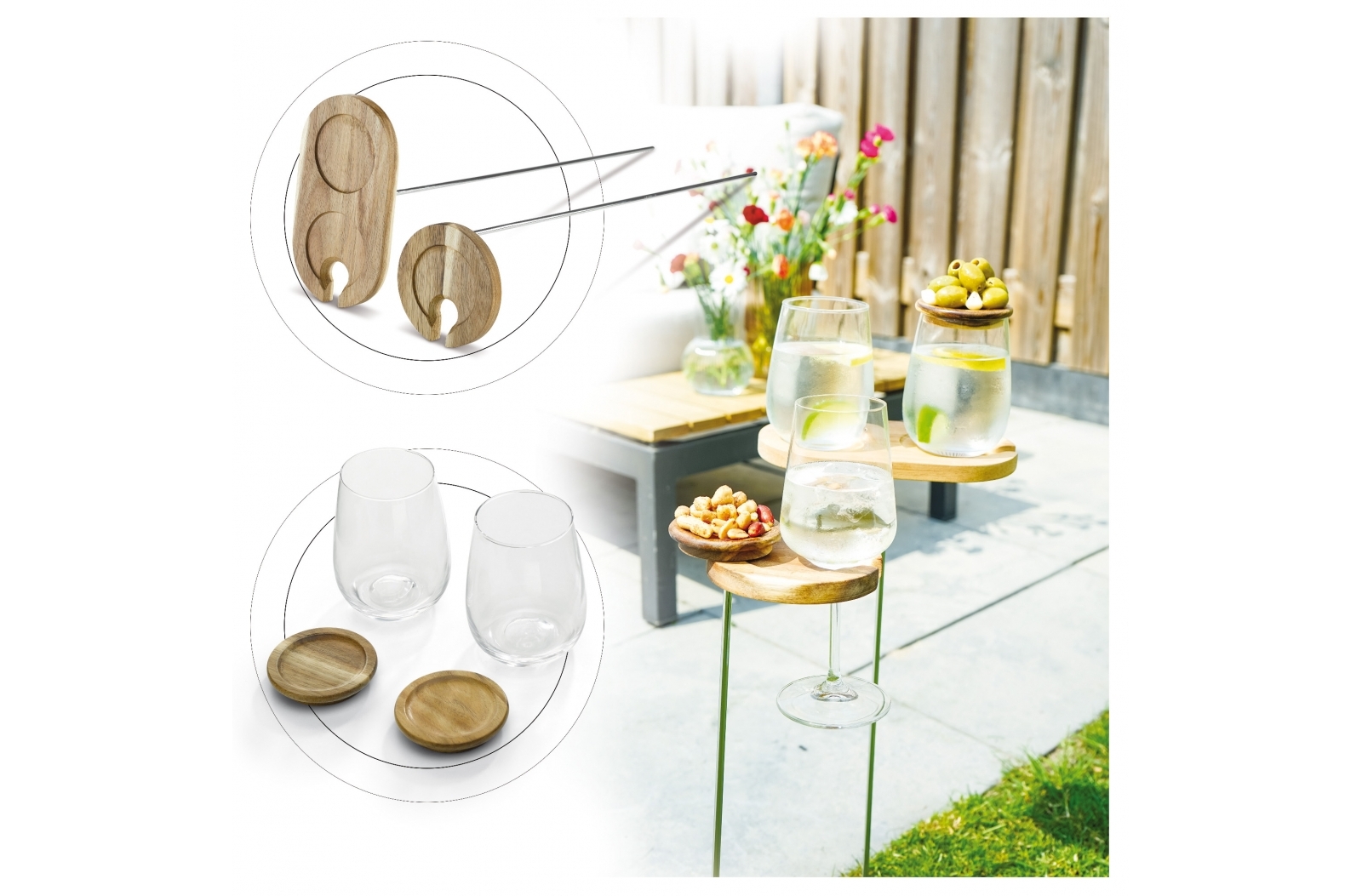 Ensemble de Verre et Tapas pour Jardin